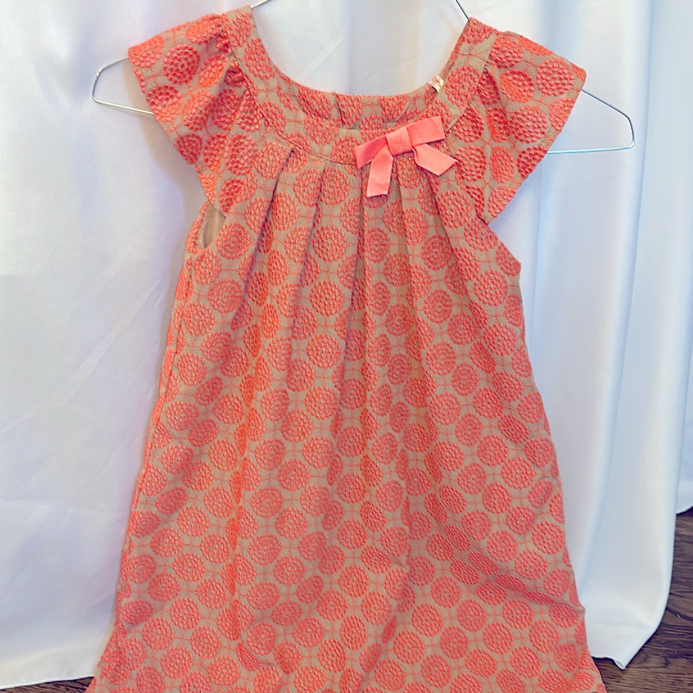 NWOT Girls Mayoral Dress Size 8: Cute Bright Coral and Tan/Beige Dress